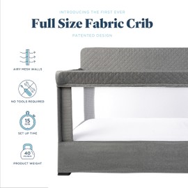 Baby Delight Lunaire Full Size Crib & Playard | Breathable Mesh Baby Crib | Charcoal Tweed