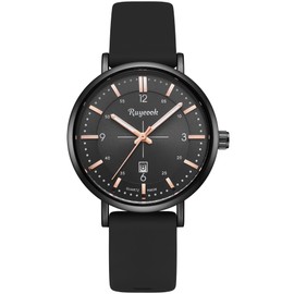 RUYEOOK Quartz Analog Watch,Silicone Band, Calendar Date Display, Water Resistant, Watch for Women Nurses Female Nursing Students Lady (R8636 Black)