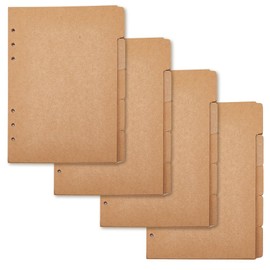 SUPERFINDINGS 20 Sheets A5 Kraft Paper Folder Dividers 6 Holes Cover Ring Binder Index Forever for DIN A5 Burlywood Ring Index Page, 20.8 x 15 x 0.02 cm, Hole: 5 mm