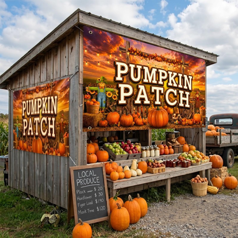 Pumpkin Patch Banner 2 x 4 ft, Thanksgiving Large Sign