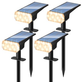 DINGLILIGHTING Waterproof Solar Lights Outdoor: IP65 Led Spot Light Decorations for Garden - 3 Lighting Modes Solar Powered for Yard - Dust to Dawn Uplighting Landscape Pathway Drive Patios 4PC Warm