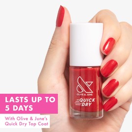 Olive & June Quick Dry Nail Polish | Fast-Drying, Smudgeproof Color | 15-free, Vegan, Cruelty-Free Formula | Lasts up to 5 Days | Salon-Quality Manicure, Pedicure at Home | Lippy