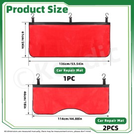 Keadic 3 Pieces Automotive Magnetic Mudguard Cover with Hooks, Microfibre Leather Protection Gripper Front/Left/Right Mat Pad for Car Repair Work (Red)
