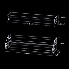 Organizador en acrílico para exhibición de botellas con líquido, aceites esenciales y mostrador de cosméticos, multicharola para pinturas de uñas, para maquillaje, puesto para jugos, muestras, juguetes, etc; color transparente, Transparente, 2 Sets 2 flo