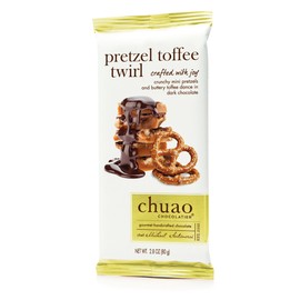 Chuao Chocolatier Pretzel Toffee Twirl Dark Chocolate Bar, 10 Count