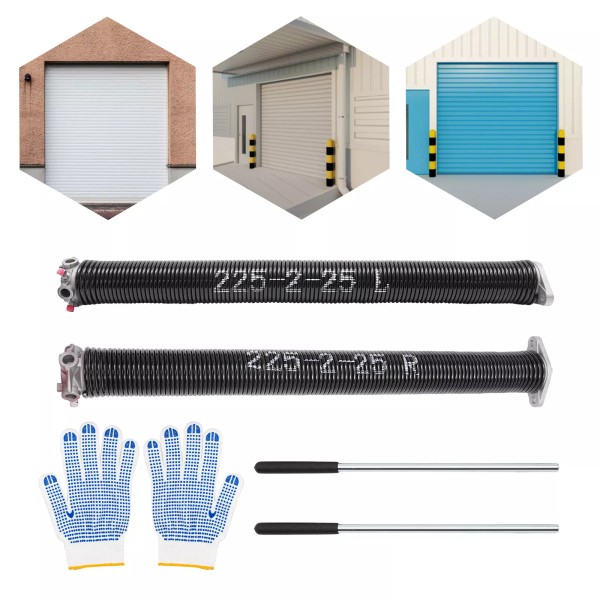 2PCS Garage Door Springs Non-Slip Winding Bars & Gloves 0.225x2x25