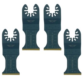 4 x TopsTools FA35ACT_4 Fast Change Tungsten Carbide Heavy Metal Blades Compatible with Dewalt Black and Decker Bosch Fein (Non-StarLock) Makita Milwaukee Parkside Ryobi Worx Workzone Multitool
