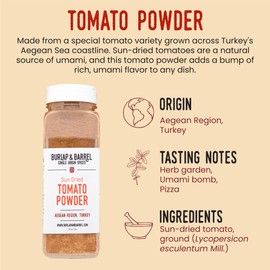 Burlap & Barrel Sun-Dried Tomato Powder - As seen on Shark Tank! - Deep Umami and Savory Tanginess for Popcorn, Fried Chicken, Sauces & Salads - Gift for Mom - 16oz Plastic Container