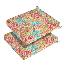 FUNHOME Patio Chair Cushions 18.5 x 18.5 x 2.5 Inch,Waterproof Outdoor Seat Cushions for Patio Furniture 2 Pack, Sqaure Chair Pads for Wicker Chair Seat, Corinthian Dapple
