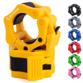 Gymwise Olympic Barbell Clips | Pair of 2″ Barbell Collars | Premium & Heavy-Duty Clamps | Ideal for Weightlifting & Crossfit | Pro-Grade Performance (Yellow)