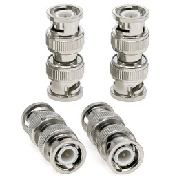 4pcs BNC Male to Male Connector, Low Loss BNC Coaxial Adapter for CCTV Security Camera, Radio, Coaxial Jumper Cable