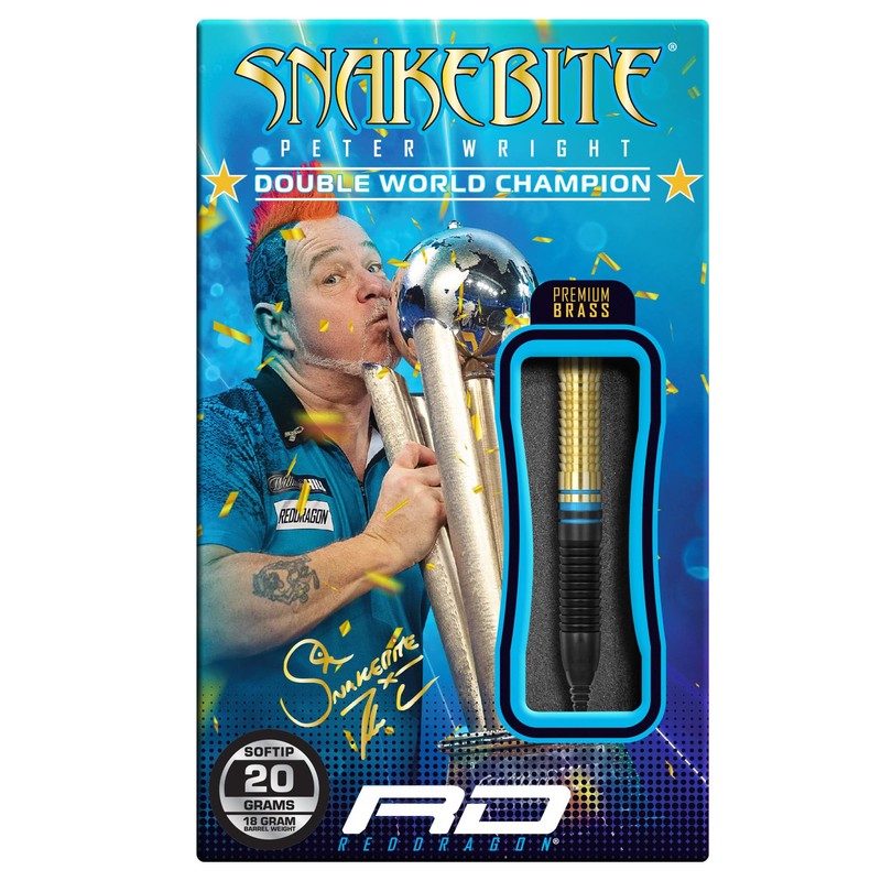 RED DRAGON Peter Wright Snakebite Brass Softip 20G Darts Set