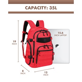 TRAILKICKER Military Tactical Backpack for Men, 35L Tactical Laptop Backpack, Tactical Bag Bug Out Bag, Army 3 Days Assault Pack - Red