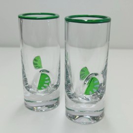 Cupcakes and Cashmere NEW Anthropologie Icon Dupe LIME SHOT GLASSES Margarita Green Viral SET OF 2