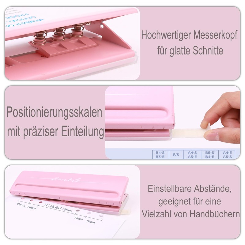 Kiswleon 6 Hole Punch Binder Puncher, Office Binder Puncher for