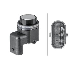 HELLA 6PX 358 141-841 Sensor, Parking Aid - 3-Pin - Pluggable - Can be Painted Over - with Mounting Ring