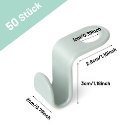 Pack of 50 Clothes Hangers, Space-Saving BOZILY Hangers, Connecting Hooks, Hooks, Hangers, Clip Drop, Connection Handle for Wardrobe (Green)