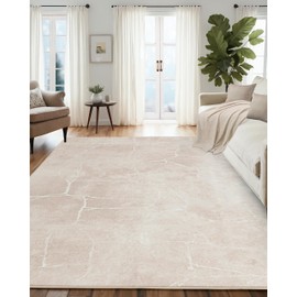 Ruggnovea 8 x 10 Area Rugs for Living Room, Machine Washable Area Rugs 8x10 for Bedroom Soft Non-Slip Indoor Decor Floor Carpet Modern Rugs for Dining Table, Blue Pinkish