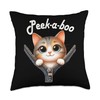 Funny - Peek-a-boo - Cat Throw Pillow