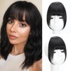 Clip In Fringe Bangs Black 100% Real Human French Bangs