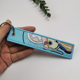 Gearcatweel 1 Pack Embroidered Anime Keychain Tag Jet Tag Key Chain with Key Ring - EDC for Motorcycles, Scooters,ATV,Car and Anime Gifts KO-03