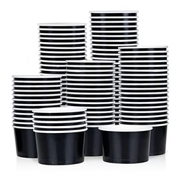 Paper Ice Cream Cups, 100-Pack 9-oz Disposable Dessert Bowls for Hot and Cold, 9-ounce, Black