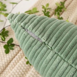 Kevin Textile Set of 2, Corduroy Throw Pillow Cover, 22x22 Inch, Spring Sage Green Pillow Covers, Machine Washable Pillowcase with Stripes Pattern, Solid Color Cushion Cases for Bedroom