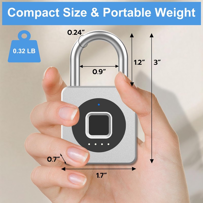 eLinkSmart Gym Locker Padlock - Fingerprint Mobile APP Unlock Remote