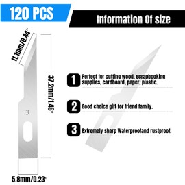 Qimoo 120 Pcs Exacto Knife Blades, 3 High Carbon Steel Hobby Knife Blade Refills Hobby Knife Replacement Blades for Craft, Scrapbooking, Stencil