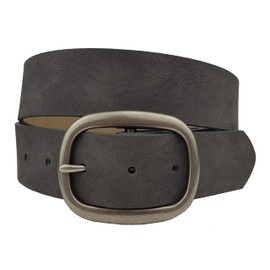 Axesoria Vegan Plain Belt with Matte Silver Buckle (S, Gray)