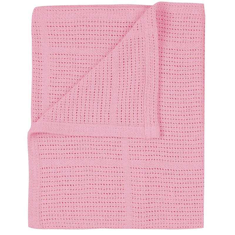 Pink Premium Quality 100% Cotton Cot Cellular Blanket,(100cmX150cm) Made in