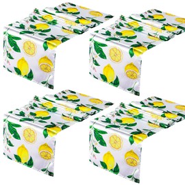 Tomacao 4 Pieces Summer Lemon Table Runner Yellow Lemon Pattern Polyester Table Runner 12 x 72 Inch Machine Washable Table Runner for Indoor Outdoor Events Family Dinner Banquet Parties Celebrations