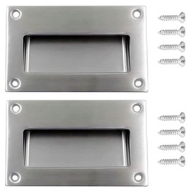 GIONAR Set of 2 Stainless Steel Recessed Handles for Sliding Doors, Invisible Shell Handles Including Screws, Rectangular Handle for Interior Doors, Wall Cabinets, Vintage Inlet Handle for Drawers,