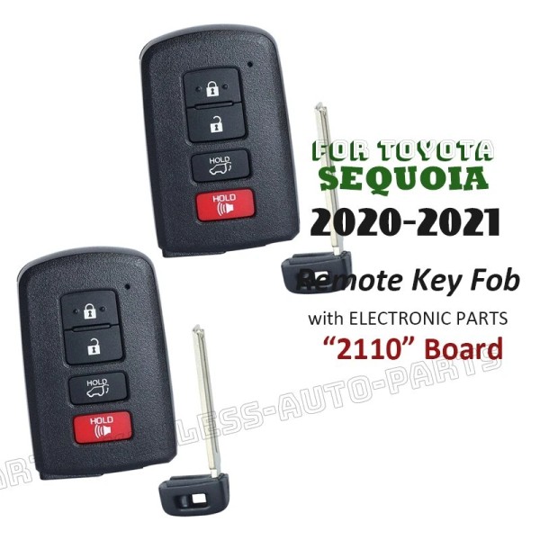 KeylessAutoParts 2x HYQ14FBA for Toyota Sequoia 2020 2021 Proximity Remote
