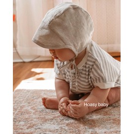 Baby Sun Hat UPF 50+ UV Brimmed Linen Bonnet Cotton-Lined for Boys Girls Child hat Baby Sunscreen Hat Swim hat L Size Flax Color