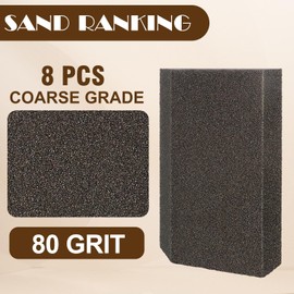 80 Grit Angled Sanding Blocks, Jamiikury Coarse Sponge Sand Block Washable and Reusable, Wet & Dry Sandpaper Block for Wood Metal Drywall and Furniture Paint - Pack of 8