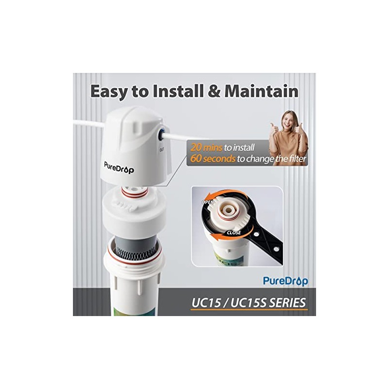 PureDrop FUC15 Replacement Filter Cartridge for UC15 Water Filter Under