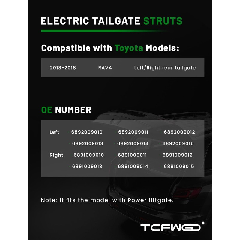 TCFWED Rear Liftgate Power Support Shock Strut Compatible with Toyota