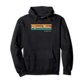 Vintage Sunset Stripes Harbor Oaks, Florida Pullover Hoodie