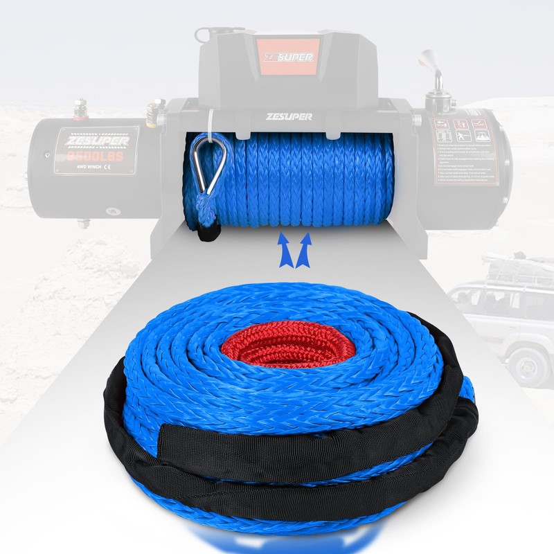ZESUPER 3/8" x 100ft Synthetic Winch Rope Dyneema 12 Strand