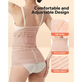 ShaperSwan 3 in 1 Postpartum Belly Band (Beige), Post Partum Waist Binder, Posture Correction Abdominal Binder, Belly Band Postpartum Belly Wrap, Postpartum Belly Wrap (For waistline 35"-45", XXL)