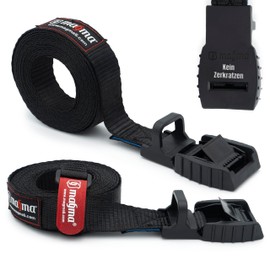 Magma Lashing Straps with Rubber Buckle for Safe Loading of Kayaks, Canoes, Luggage, Surfboards, Bicycles on Roof Rack / for Quick Opening or Securing / Break Resistance 500 kg, Black