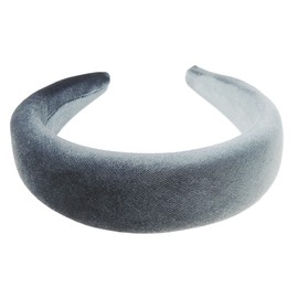Ladies Puffy Occasion Wedding Bridal Shower Birthday Christmas Evening Wide 4cm Thick Padded Velvet Velour Headband Alice Band (Dark Grey)