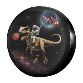 Dujiea Funny Patriotic Dinosaur Sloth Spare Tire Cover, Universal Wheel Tire Cover Dust-Proof Tire Protectors for Trailer Rv Van SUV Truck Camper and Many Vehicle 14 15 16 17 Inch