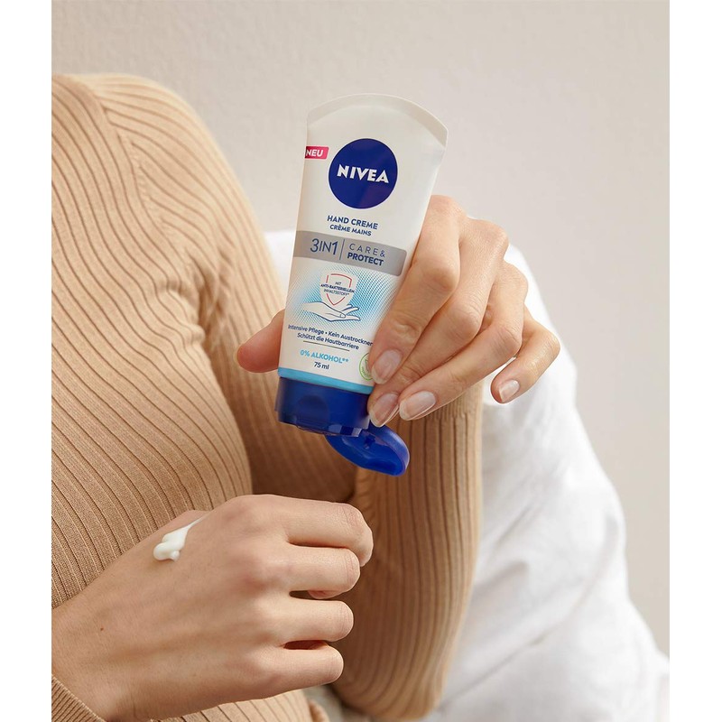 NIVEA 3-in-1 Care & Protect Hand Cream for Stressed Skin