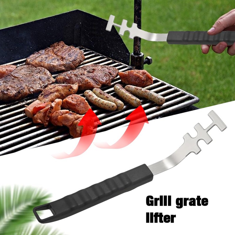 BNGXR Heat-resistant grill grate lifter, stainless steel grill grate puller,