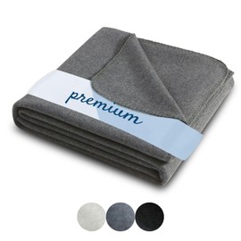 wometo Premium Fleece Blanket Melange OekoTex 140 x 190 cm Approx. 700 g Extra Thick Dark Grey Melange (Bi-Colour) with Anti-Pilling and Quality Edging