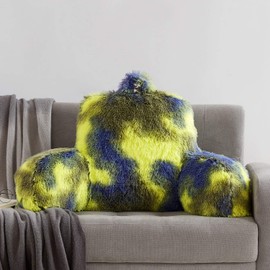 Hobed Life Camo Fur Reading Pillow Big Size 30x17x17 Inches with Premium Pure White Micro Fiber Stuffing, Student and Adult Backrest Pillow, Bed Rest Pillow for Boys with Stylish Camouflage Plush Fur