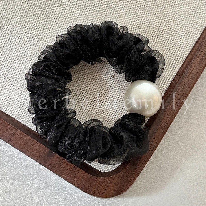Herbeluemily Scrunchie Hair Elastic Hair Accessories, Simple, Cute, Pearl, Set
