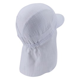 Sterntaler Plain Neck Peaked Cap - Unisex Hat Made of Airy Cotton Muslin - Lightweight Baby and Children's Summer Hat - Headpiece with Comfortable Elastic Band at the Neck, White, 53